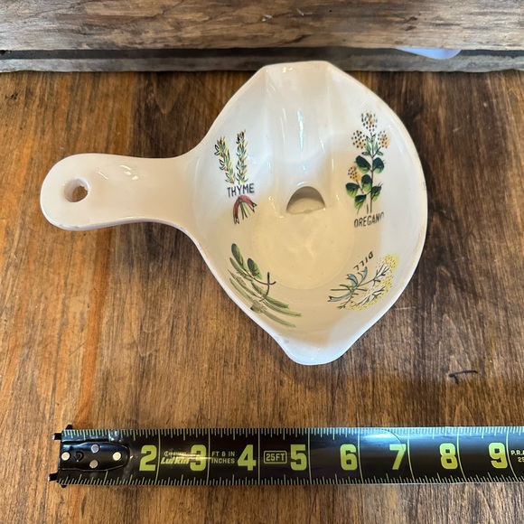 Gravy Boat / Separator Our Own Import Japan Ceramic Herb Theme White & Pink 6.5" - Picture 8 of 10